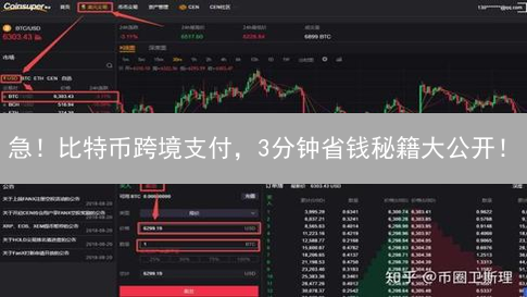 急！比特币跨境支付，3分钟省钱秘籍大公开！